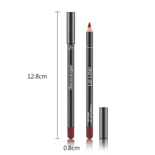 12Pcs Women Waterproof Lipstick Long Lasting Matte Lip Liner Pencil Lip Pen Set - Blackthorn 31