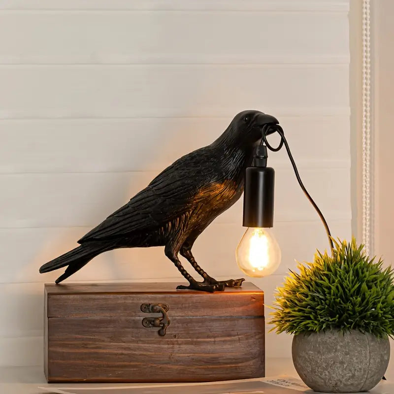 1pc Gothic LED USB Crow Lamp - With Antique Metal Claw-2