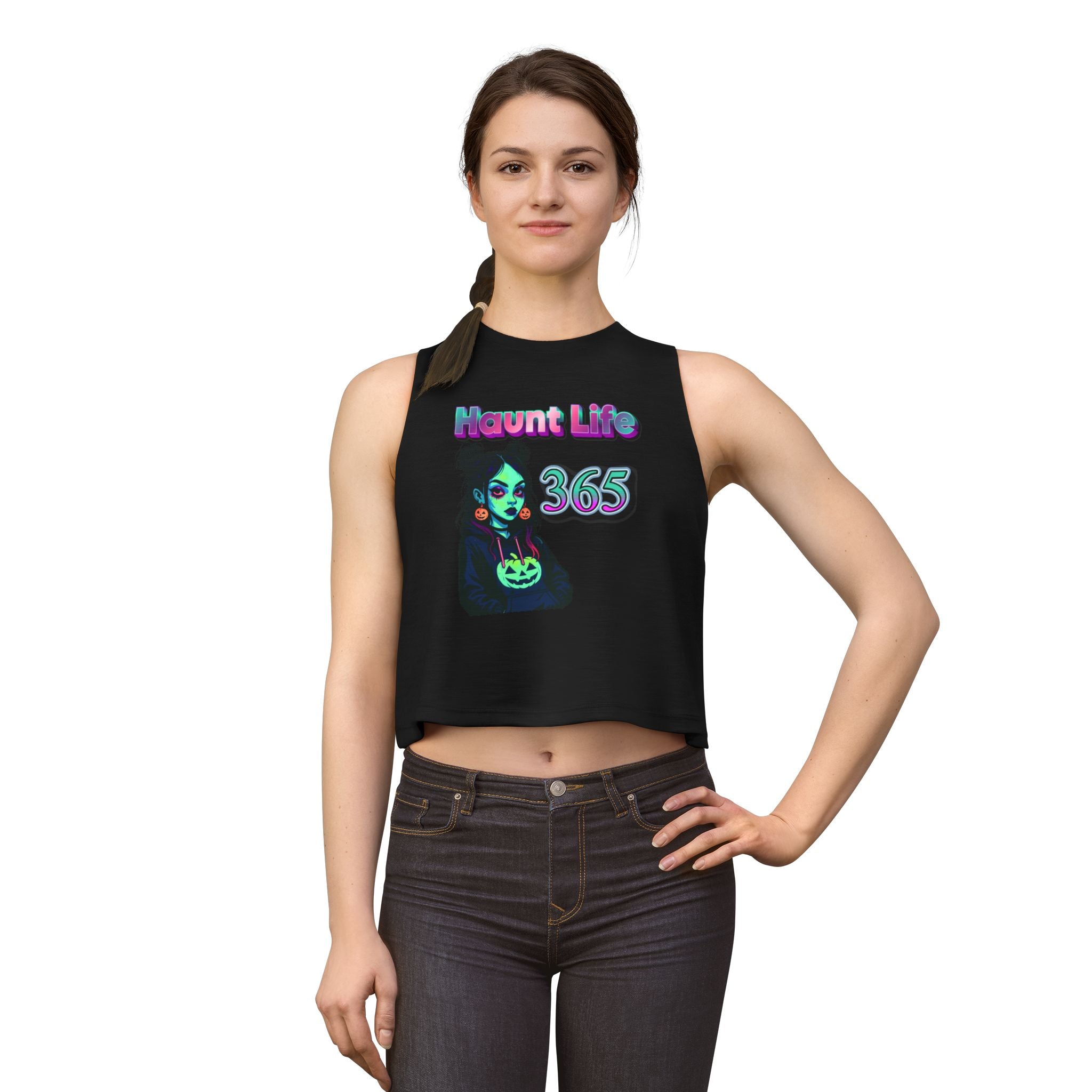 Haunt Life 365 Crop Top — Gothic Halloween Graphic Tank