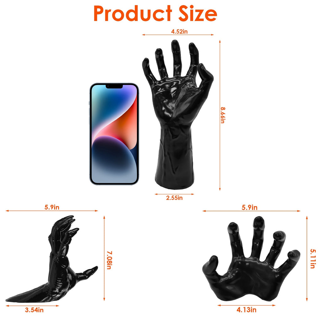 3Pcs Creepy Reaching Hands With Lighted Candles Wall Mounted Halloween Decoration Witch Devil Hand Aesthetic Goth Gothic Life Sized Horror Hands Hanging Sculpture - Blackthorn 31