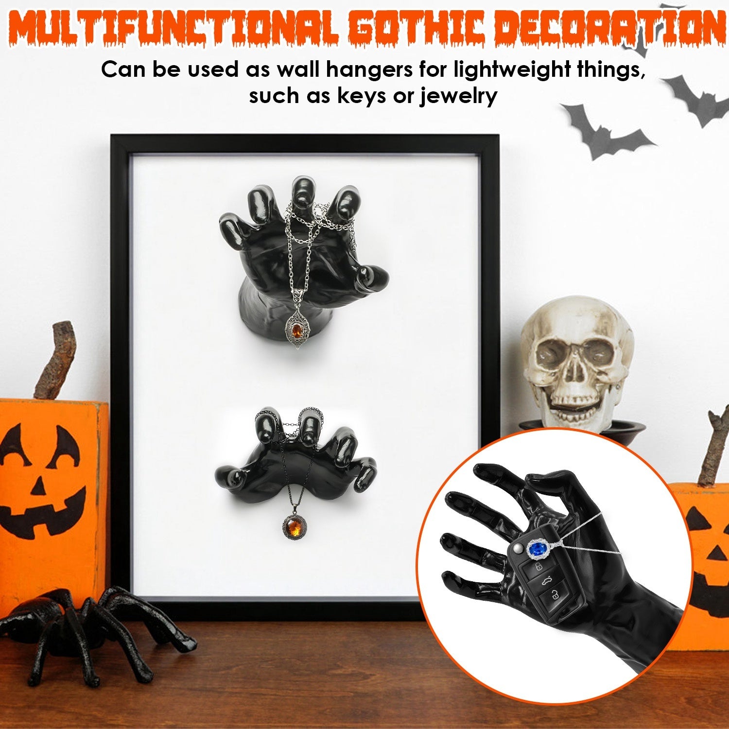 3Pcs Creepy Reaching Hands With Lighted Candles Wall Mounted Halloween Decoration Witch Devil Hand Aesthetic Goth Gothic Life Sized Horror Hands Hanging Sculpture - Blackthorn 31