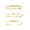 Adriana 3-Piece Stackable Bracelet Trio Set, Beaded, Figaro, Paperclip Link - Blackthorn 31