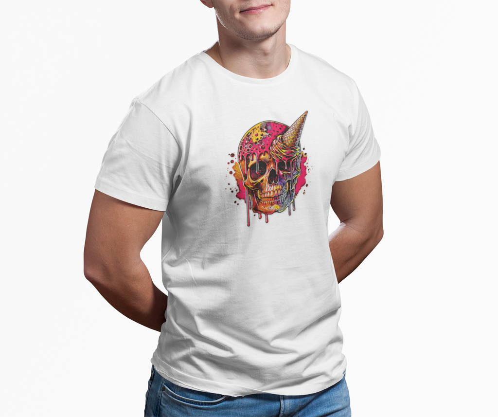 Abstract Ice Cream Skull Graphic Tee - Blackthorn 31