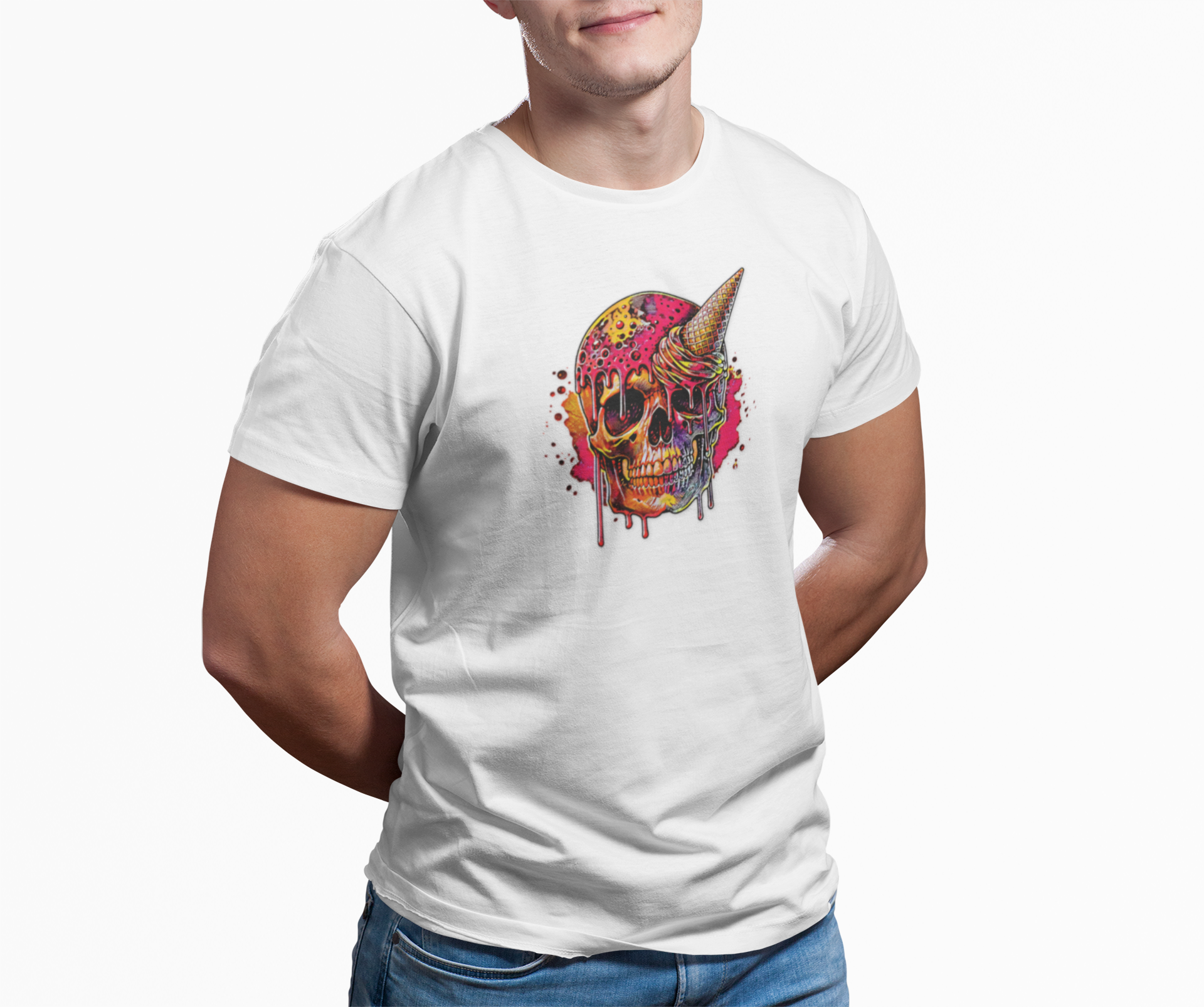 Abstract Ice Cream Skull Graphic Tee