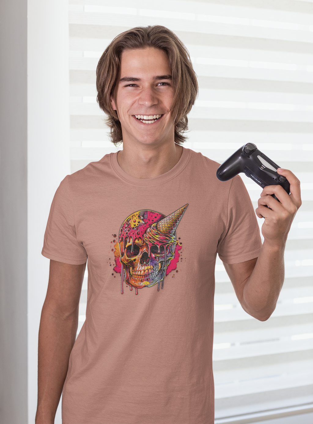 Abstract Ice Cream Skull Graphic Tee - Blackthorn 31