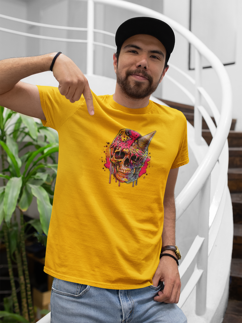 Abstract Ice Cream Skull Graphic Tee - Blackthorn 31