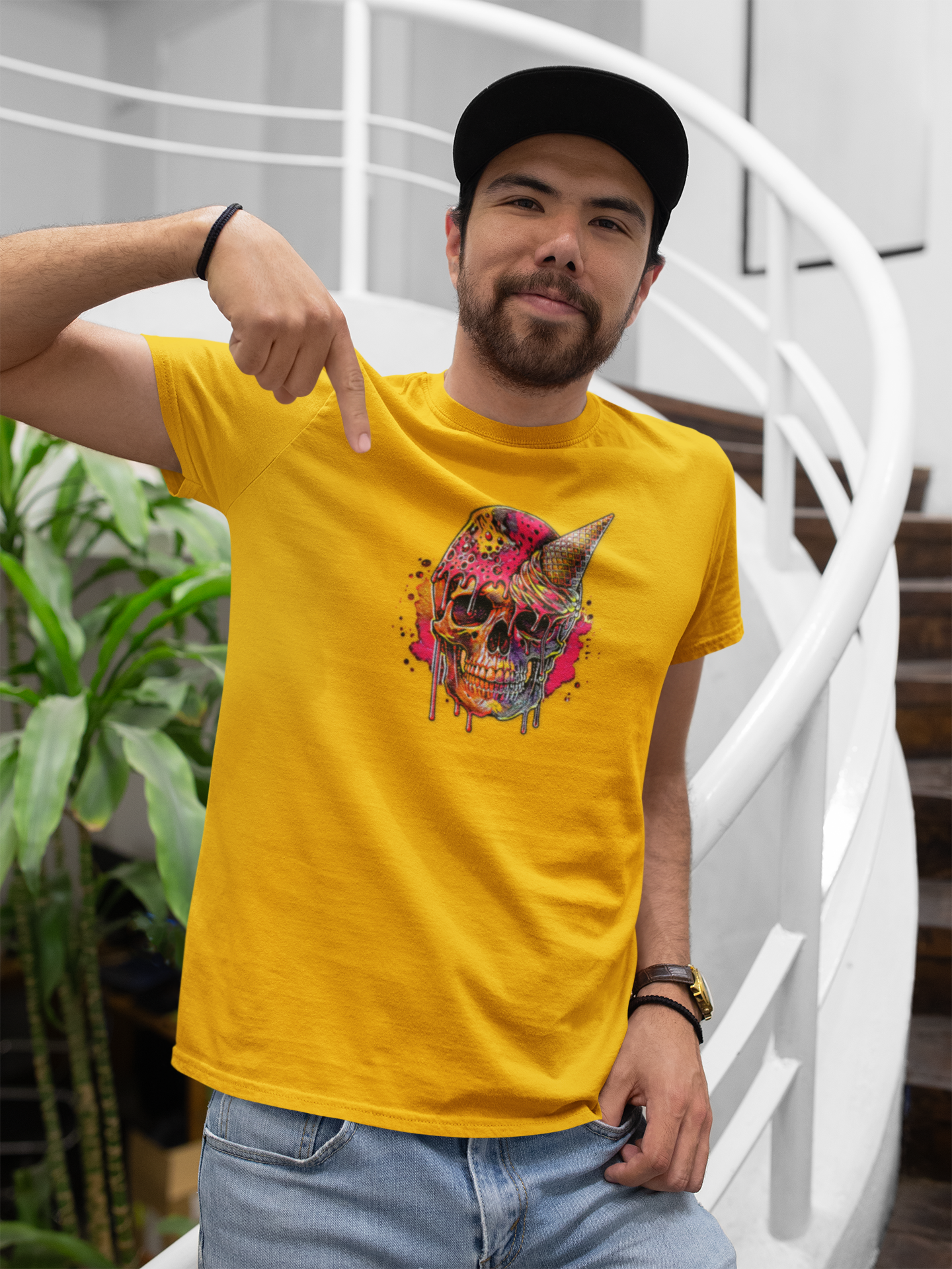 Abstract Ice Cream Skull Graphic Tee