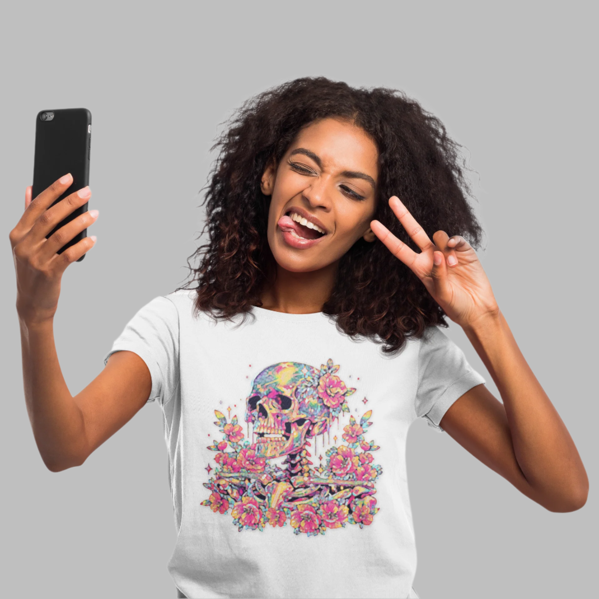 Painted Colorful Skull Graphic Tee - Blackthorn 31