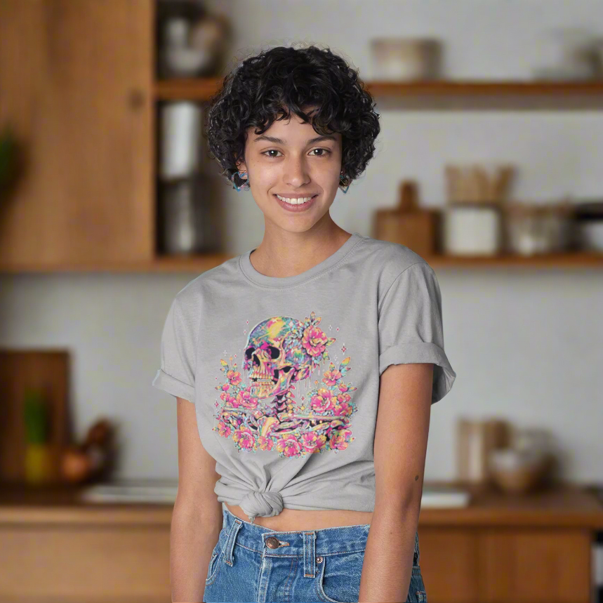 Painted Colorful Skull Graphic Tee - Blackthorn 31