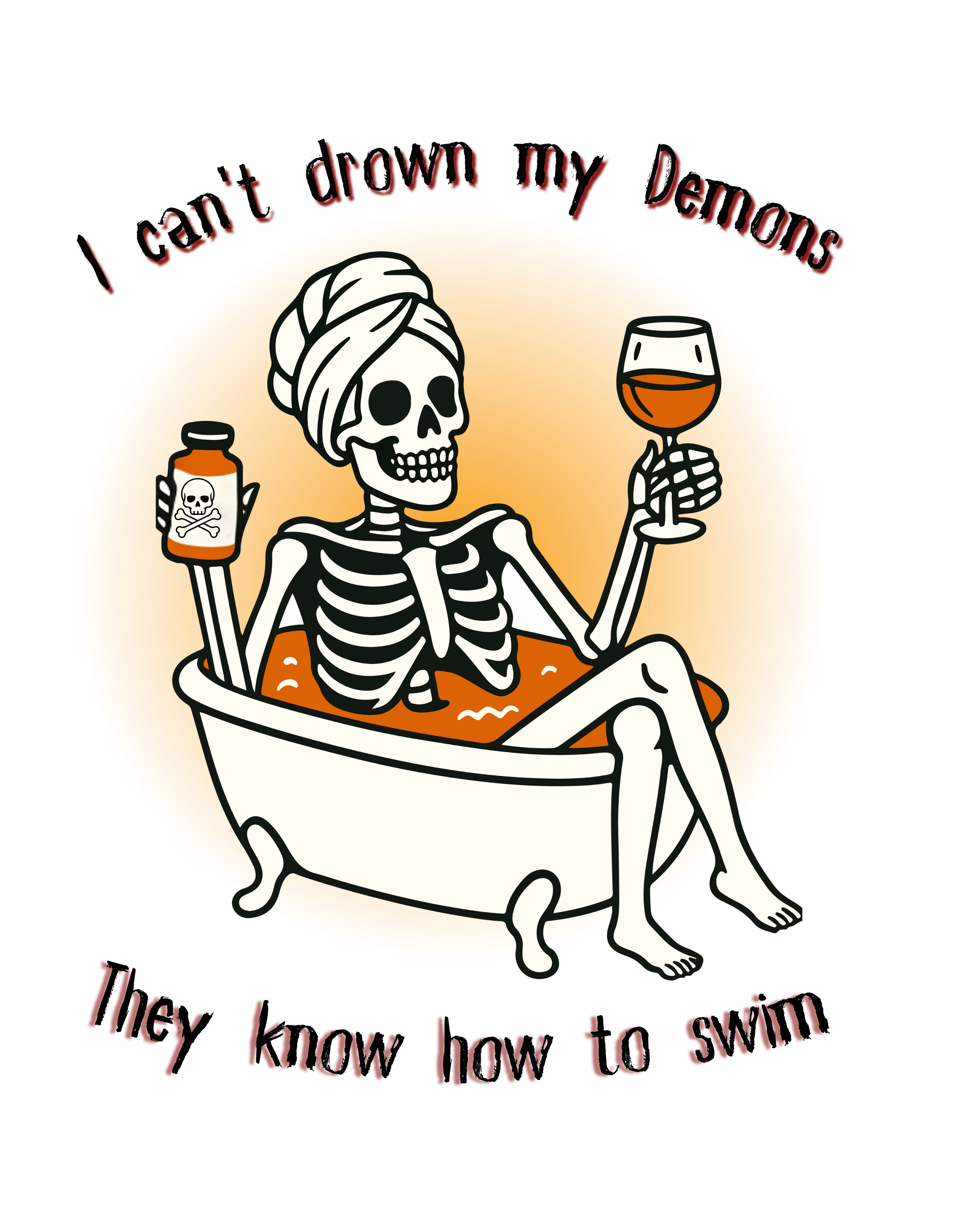 Can't Drown My Demons Tee — Dark Humorous Graphic T-Shirt