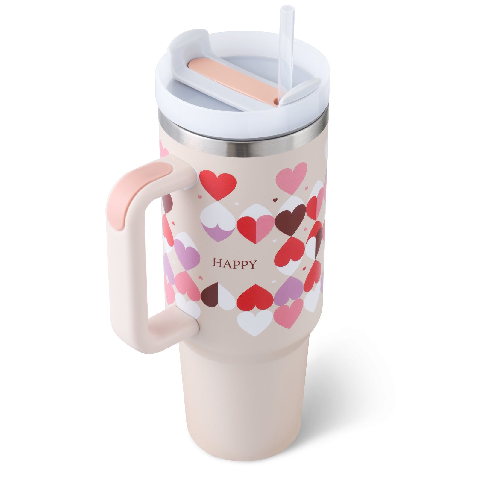 40 Oz Tumbler With Handle Straw Insulated, Stainless Steel Spill Proof Vacuum Coffee Cup Tumbler With Lid Tapered Mug Gifts For Valentine Lover Suitable For Car Gym Office Travel - Blackthorn 31