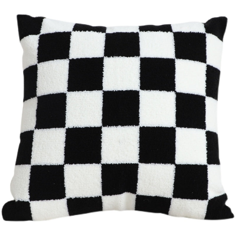 Black And White Simple Checkerboard Pillow Living Room Sofa - Blackthorn 31