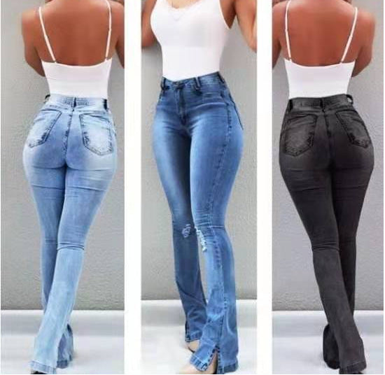 Blackthorn 31 stretch ripped jeans showing distressed denim with frayed holes and slim fit design.