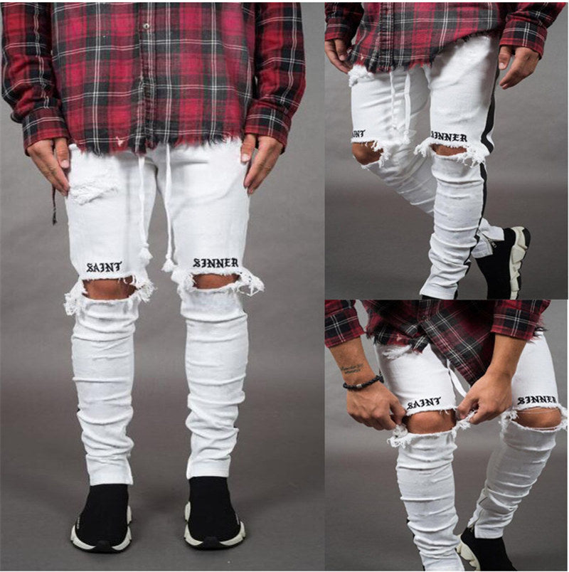 Denim trousers black male ripped jeans - Blackthorn 31