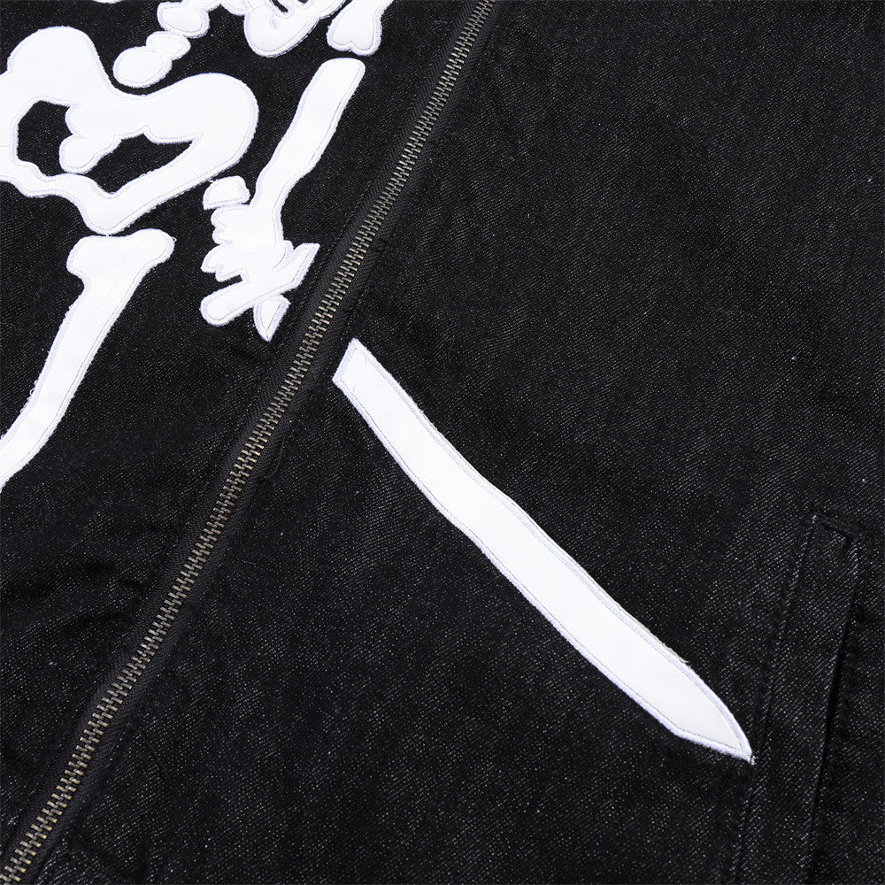 Men's Skull Embroidered Loose Jacket - Blackthorn 31