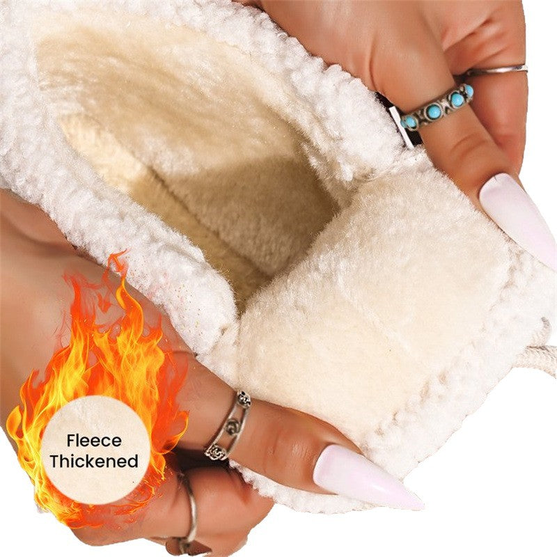 GCC Transfers women's fleece-lined snow boots with thick bottoms, fur details, casual cotton padding, designed for winter warmth.