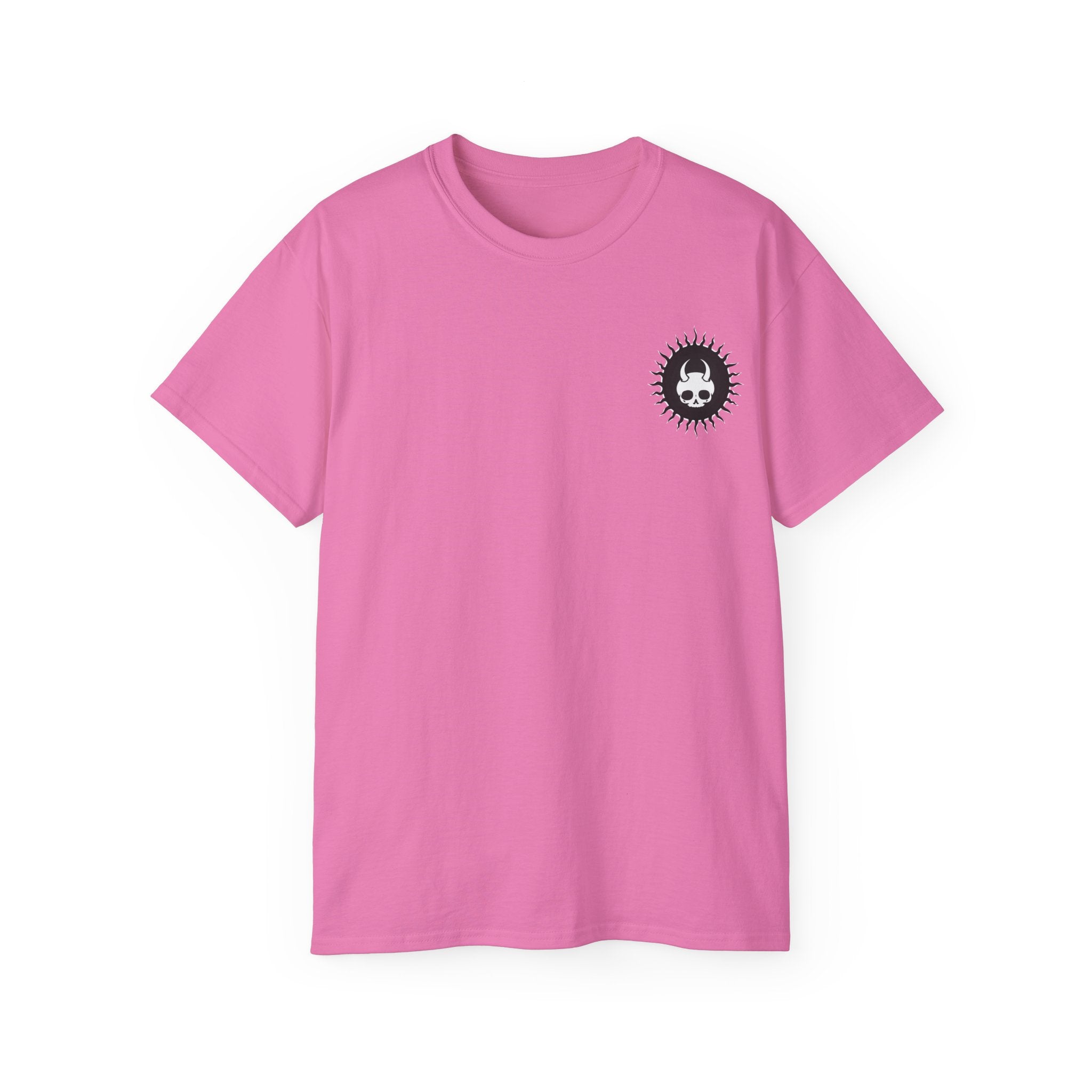 Damned Threads Beauties Bite unisex cotton T-shirt, back view featuring a simple, classic design in white fabric.