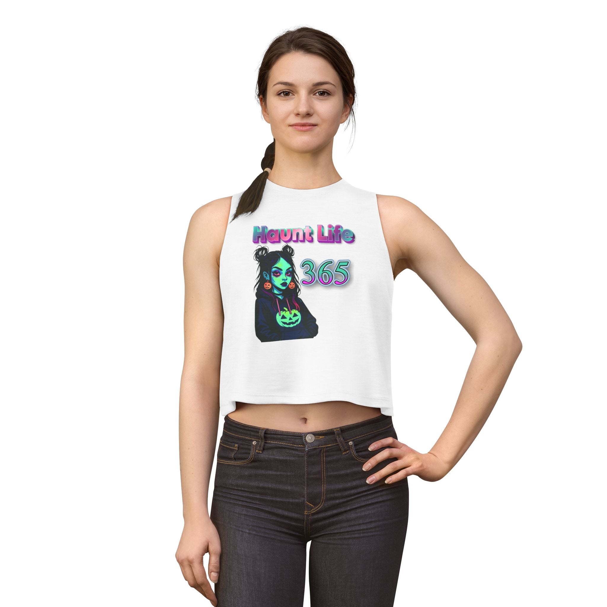 Haunt Life 365 Crop Top — Gothic Halloween Graphic Tank
