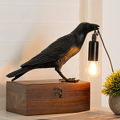 1pc Gothic LED USB Crow Lamp - With Antique Metal Claw-1