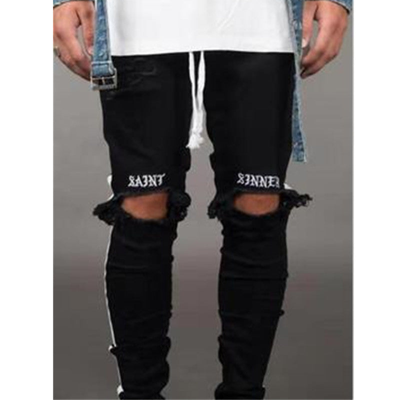 Denim trousers black male ripped jeans - Blackthorn 31