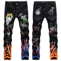 Color Print Black White Trousers Skull Graffiti