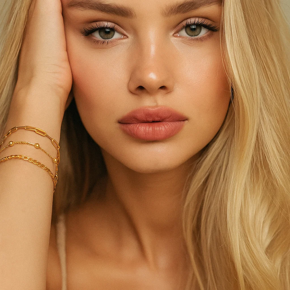 Adriana 3-Piece Stackable Bracelet Trio Set, Beaded, Figaro, Paperclip Link - Blackthorn 31