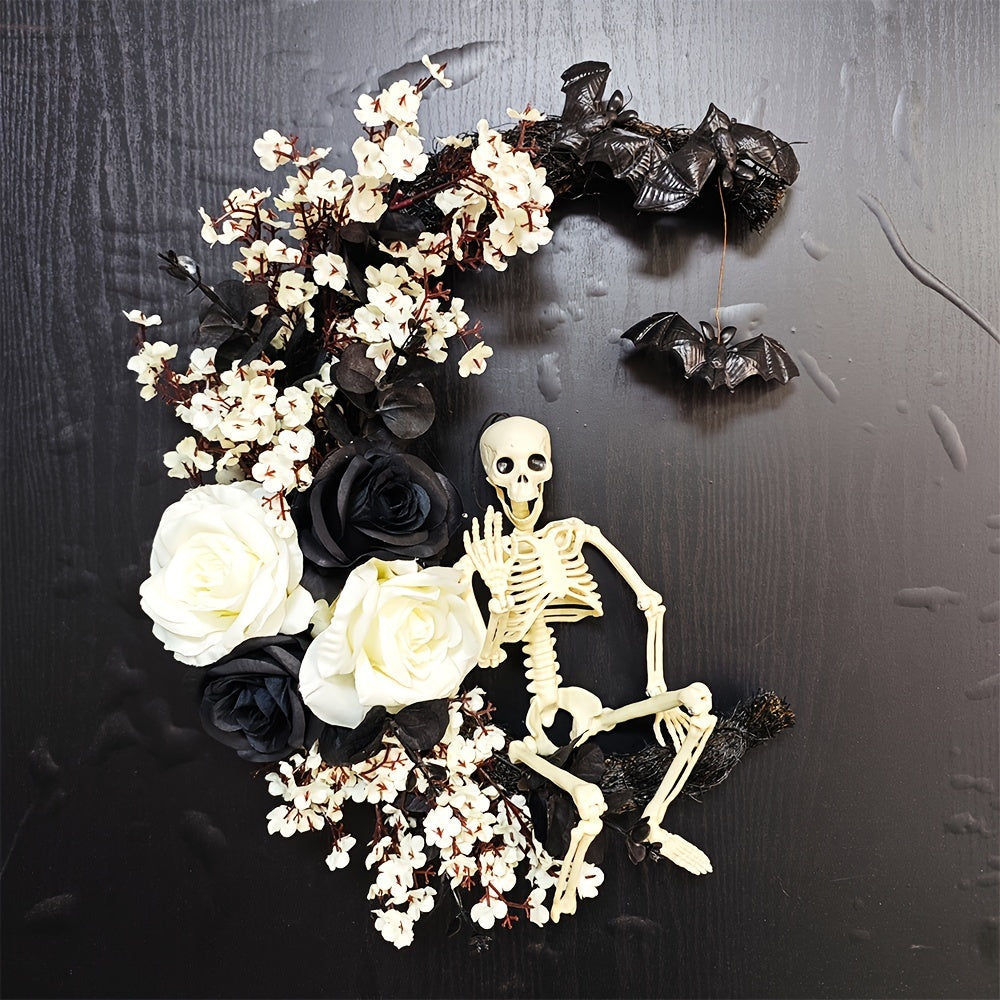 NNETM Gothic Halloween Wreath Skull Bats-3