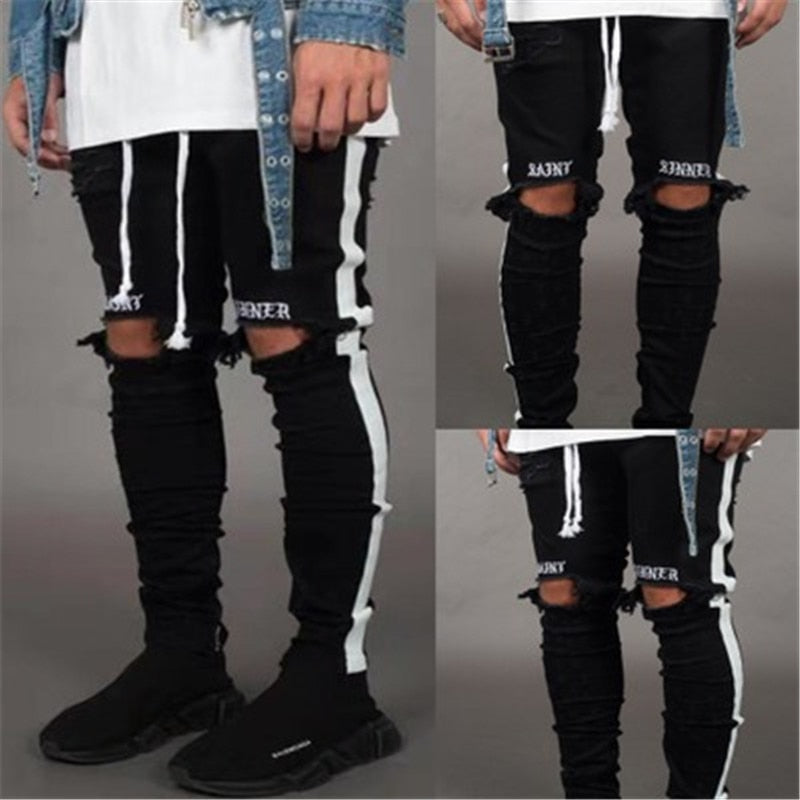Denim trousers black male ripped jeans - Blackthorn 31