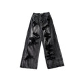 Dark black denim ripped wide leg jeans - Blackthorn 31