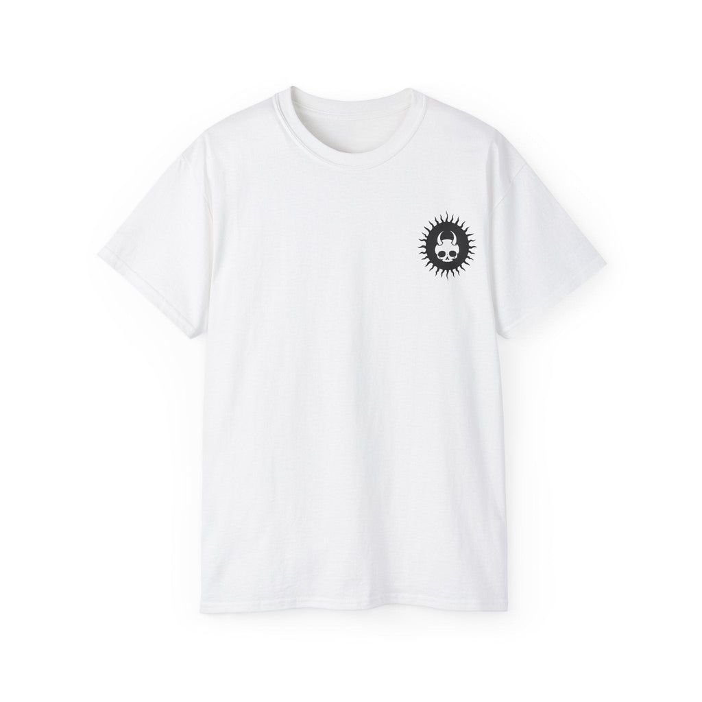 Unisex cotton T-shirt by Damned Threads featuring a back view with minimalist design and comfortable fit.