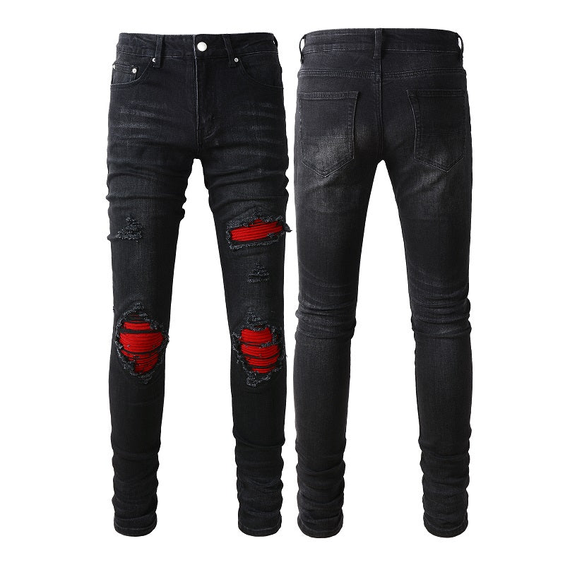 Blackthorn 31 stretch slim black jeans for men, showing the fitted silhouette and classic five-pocket design.