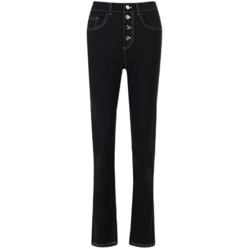 Women's Exposed Black Straight-leg Jeans - Blackthorn 31
