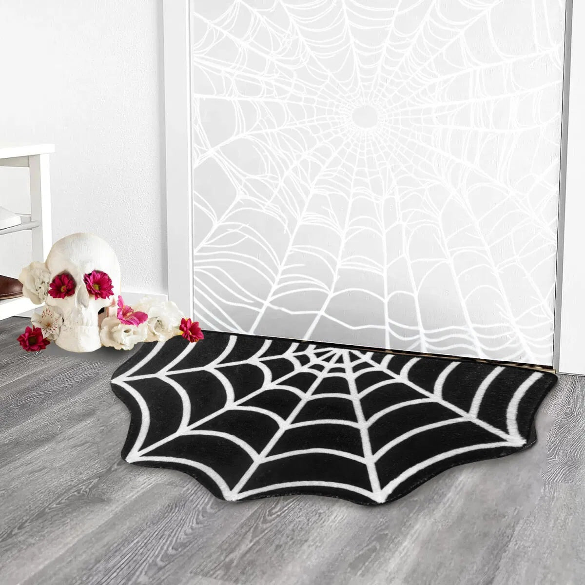 Spider Web Bath Mat 19.7 X 31.5 In Large Spider Web Rugs For Bedroom Gothic Home Decor Witchy Horror Goth Room Rugs Machine Washable Non-Slip Area Rugs For Front Door Kitchen - Blackthorn 31