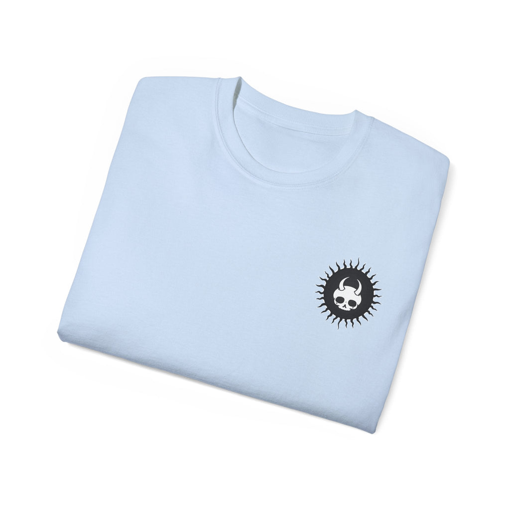 Unisex cotton T-shirt by Damned Threads featuring a back view with a minimalist design on a plain fabric.