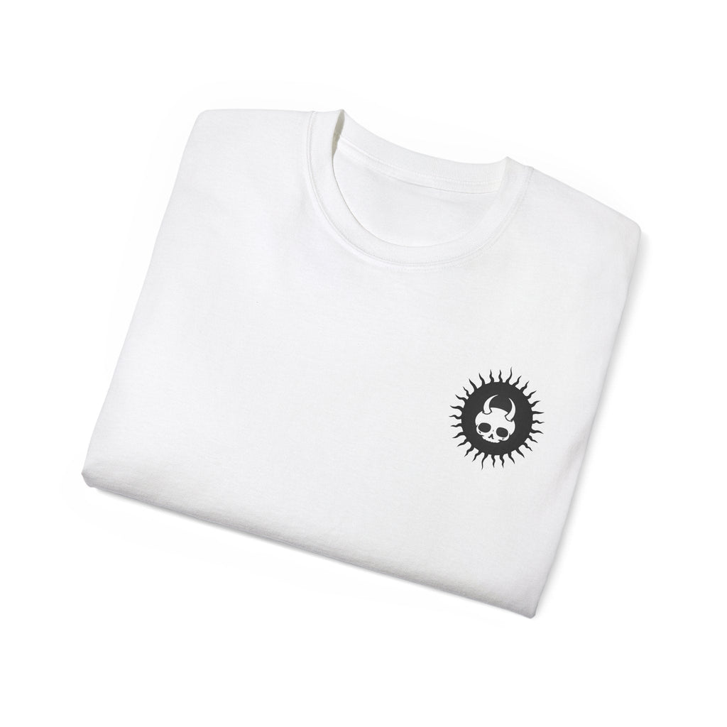 Unisex cotton T-shirt from Damned Threads with a back view, featuring a simple, stylish design and comfortable fit.