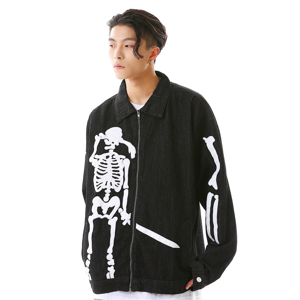Men's Skull Embroidered Loose Jacket - Blackthorn 31