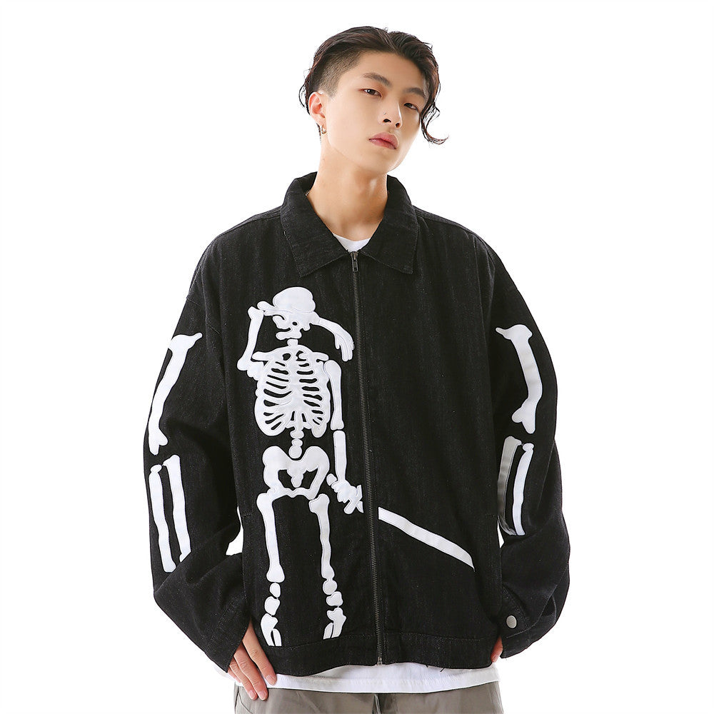 Men's Skull Embroidered Loose Jacket - Blackthorn 31