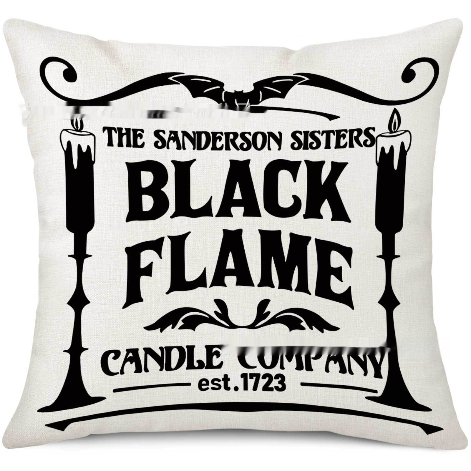 Halloween Pillow Cover Holiday Home Sofa Witch Broom Letter Printing - Blackthorn 31