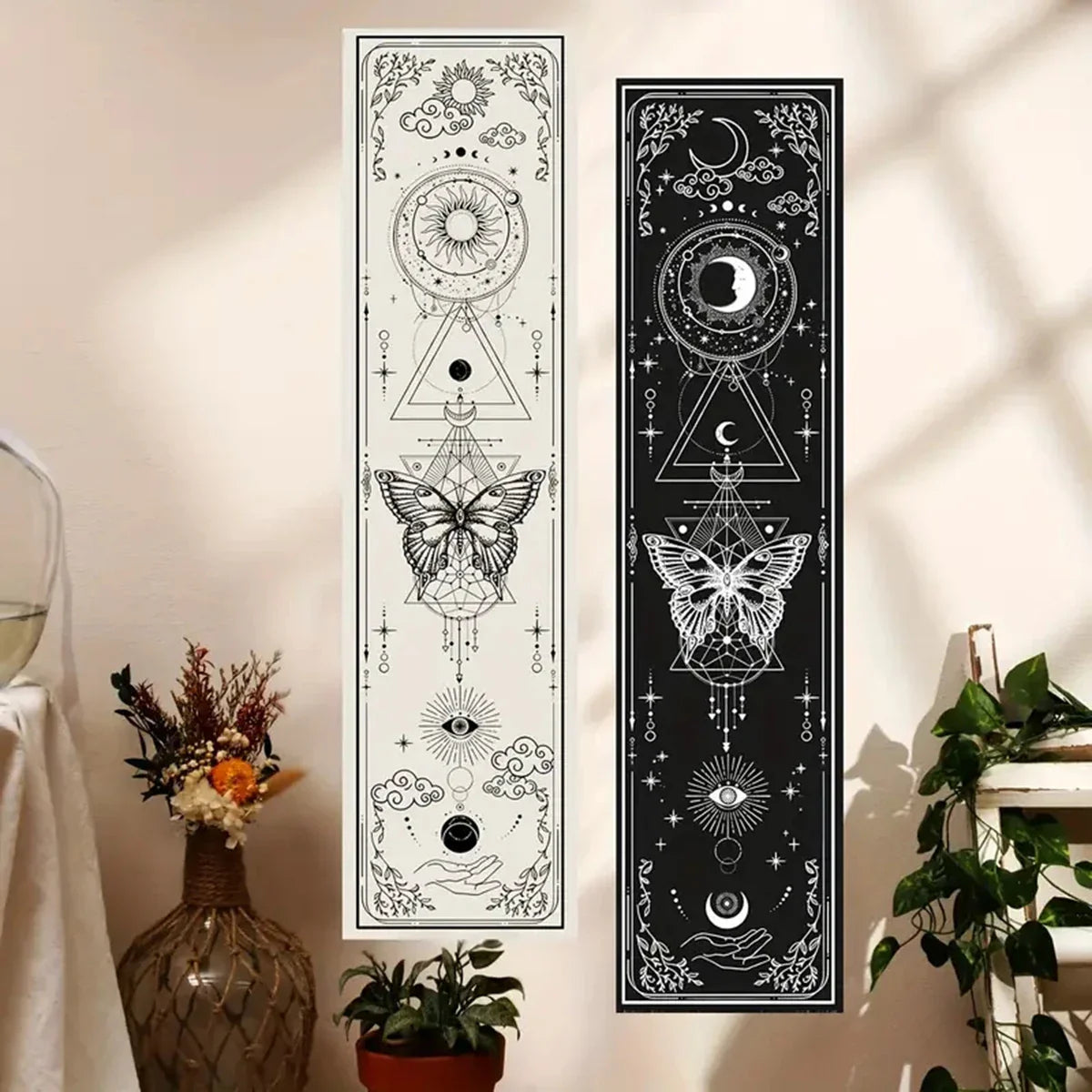 Witchy Sun & Moon Banner Tapestry