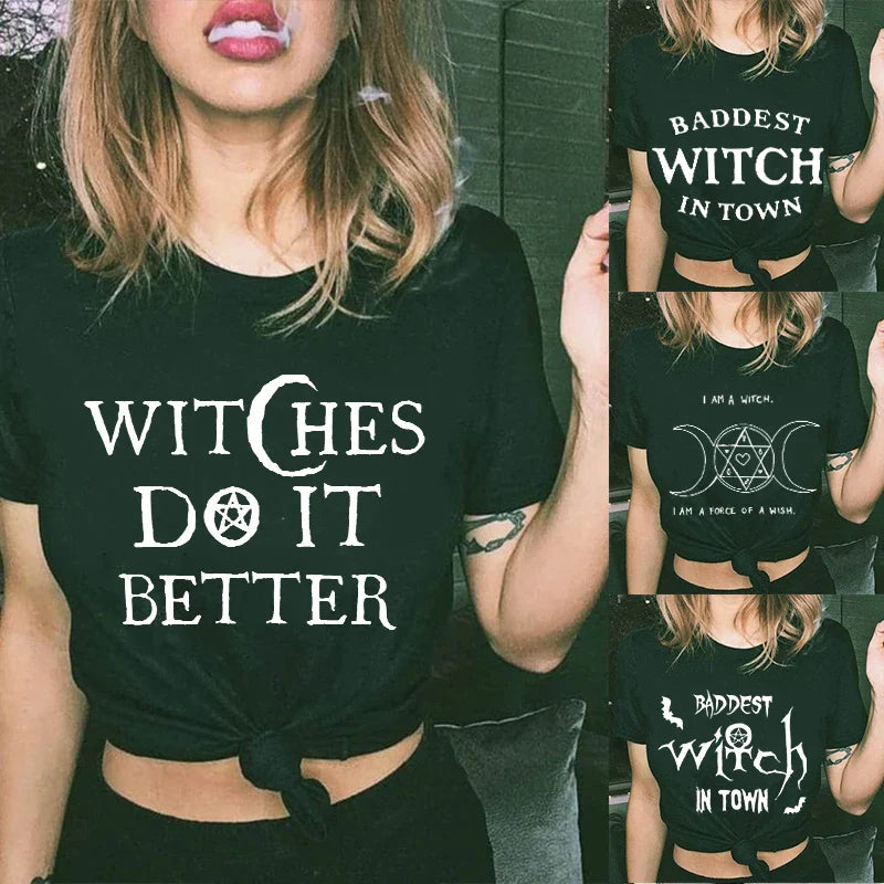 Witchy Quotes Crop Top T-Shirts - Blackthorn 31