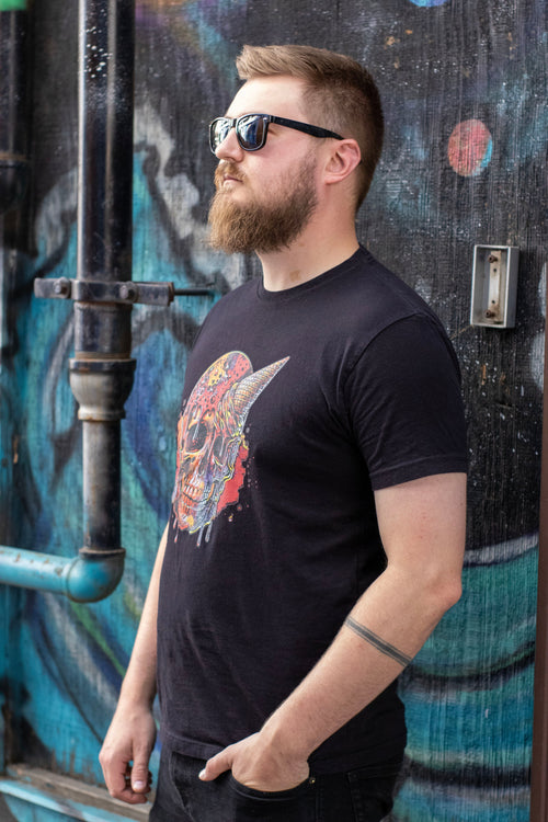 Abstract Ice Cream Skull Graphic Tee - Blackthorn 31