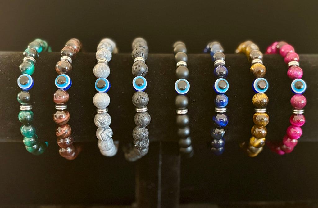 Evil Eye Style Beaded Bracelets – Handmade Natural Stone Protection - Blackthorn 31