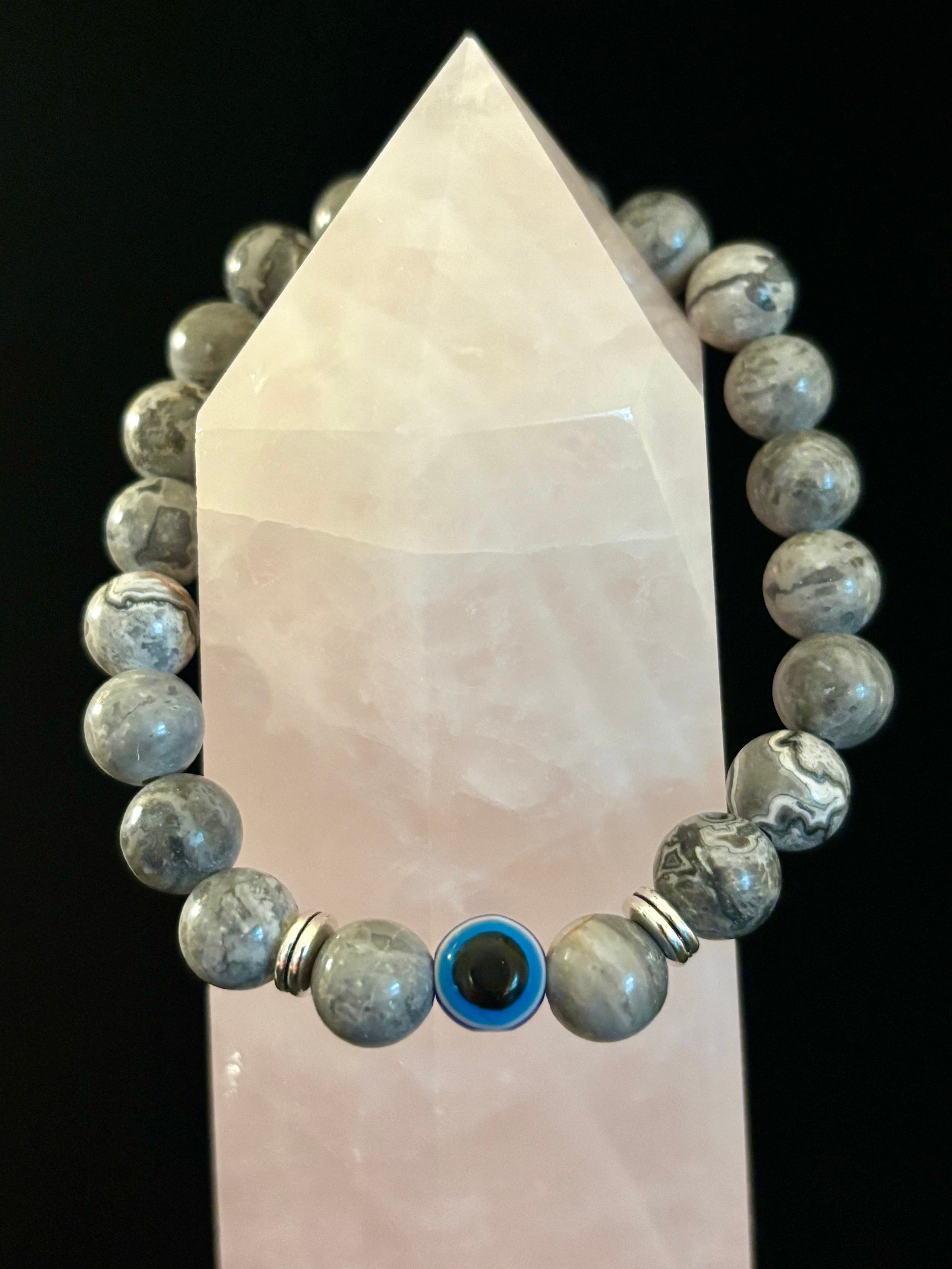Evil Eye Style Beaded Bracelets – Handmade Natural Stone Protection - Blackthorn 31