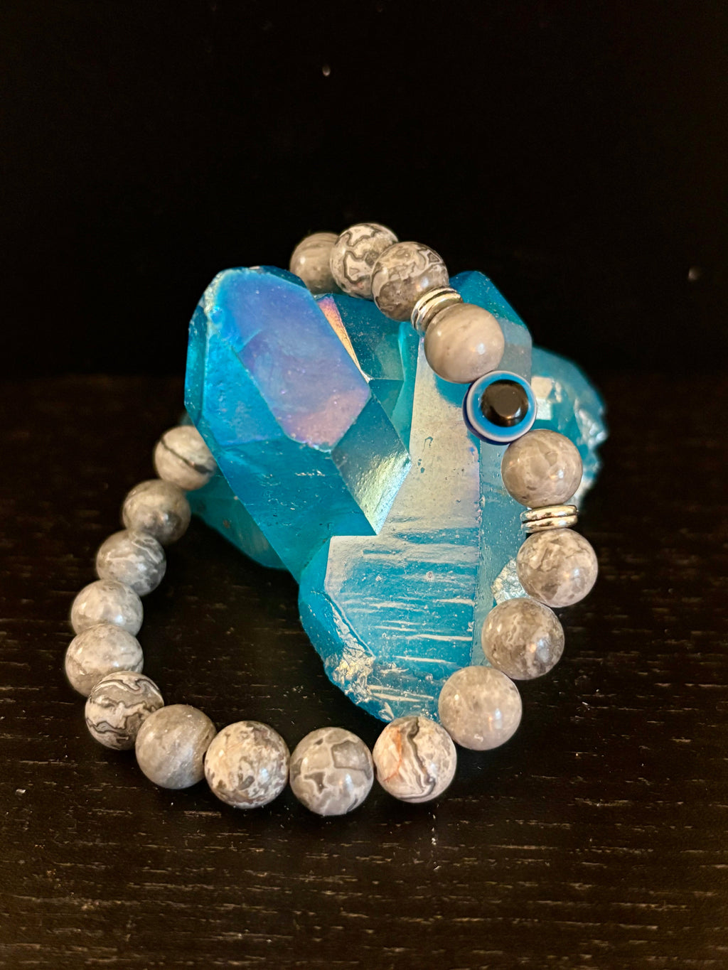 Evil Eye Style Beaded Bracelets – Handmade Natural Stone Protection - Blackthorn 31