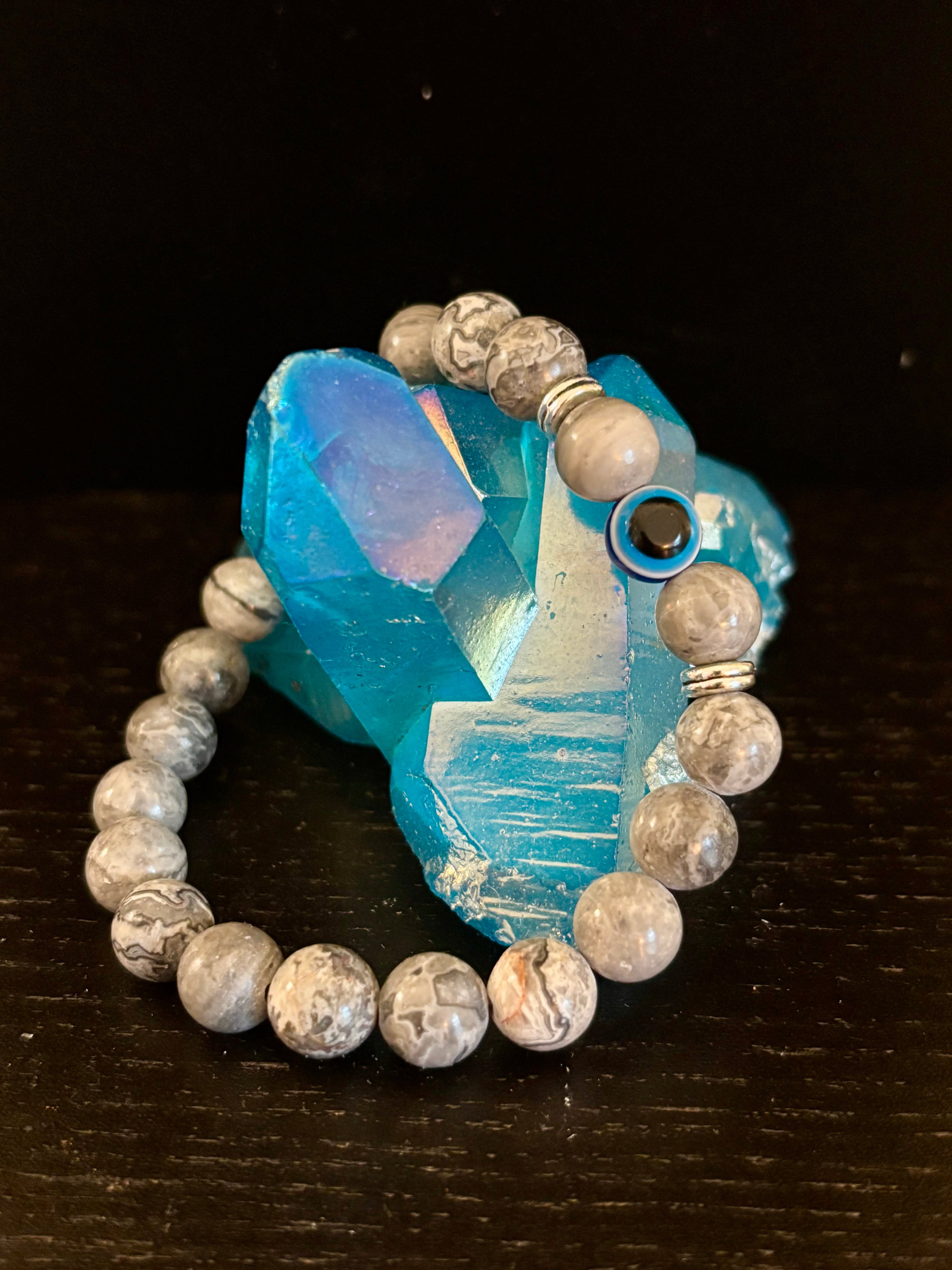 Evil Eye Style Beaded Bracelets – Handmade Natural Stone Protection - Blackthorn 31
