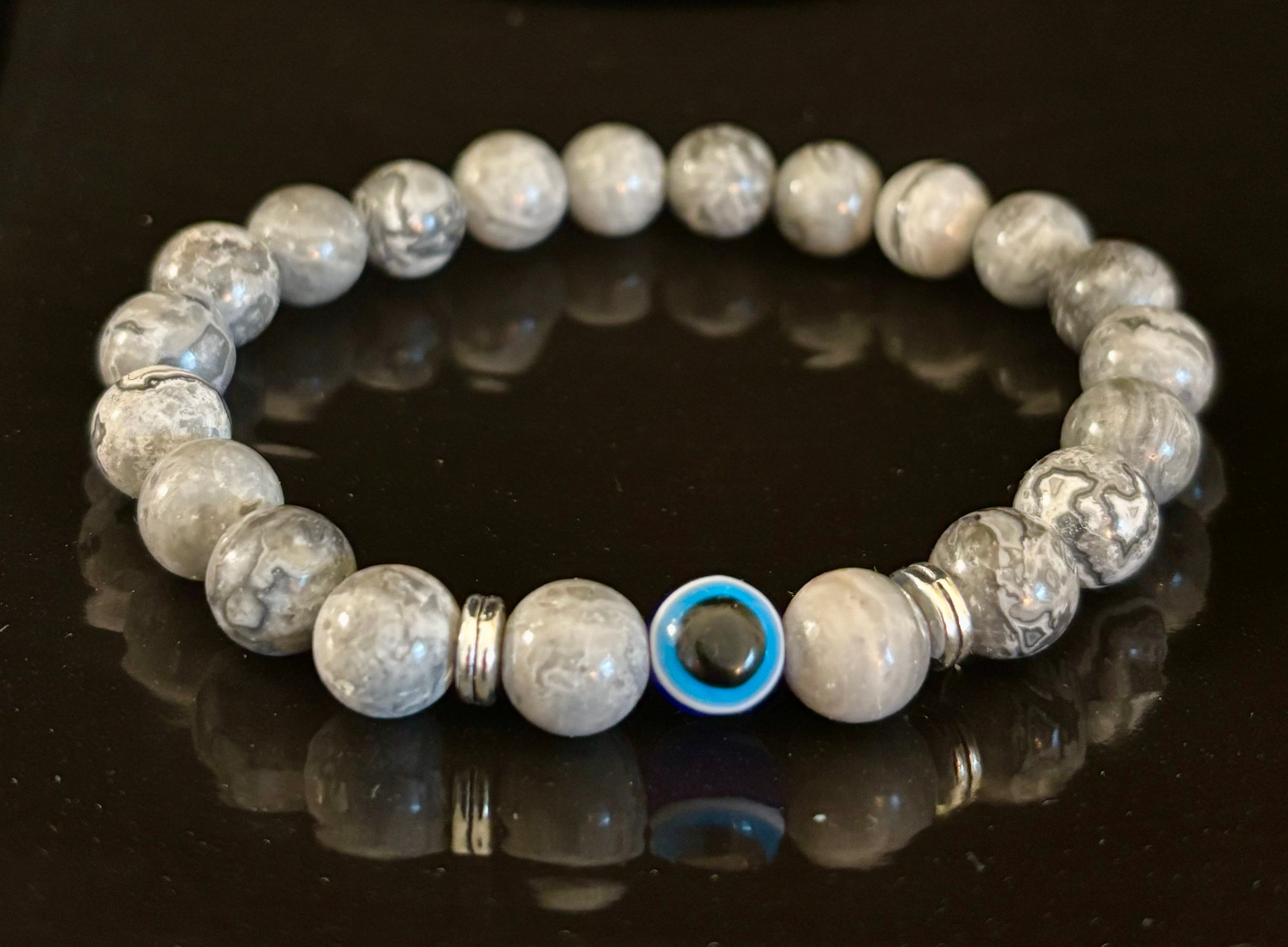 Evil Eye Style Beaded Bracelets – Handmade Natural Stone Protection - Blackthorn 31