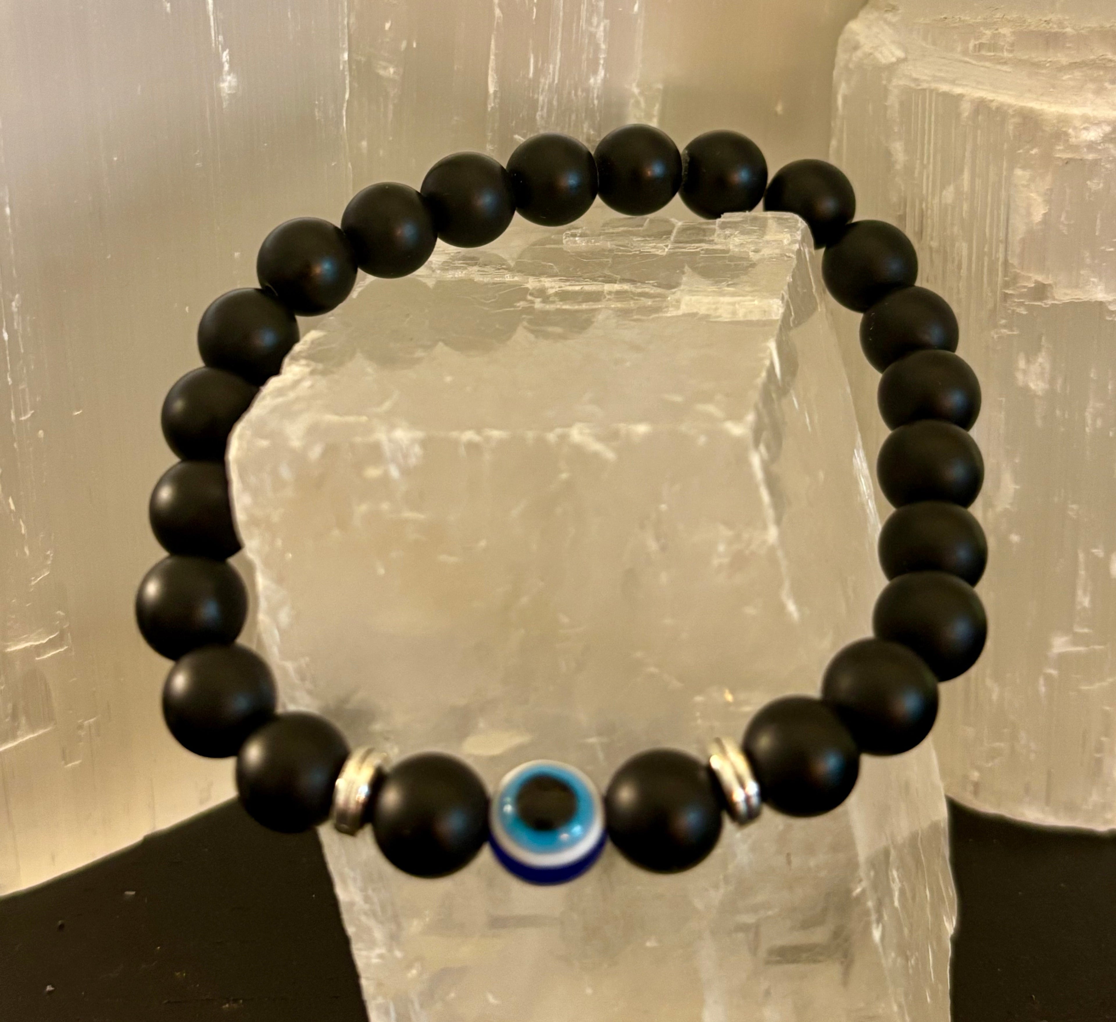 Evil Eye Style Beaded Bracelets – Handmade Natural Stone Protection - Blackthorn 31