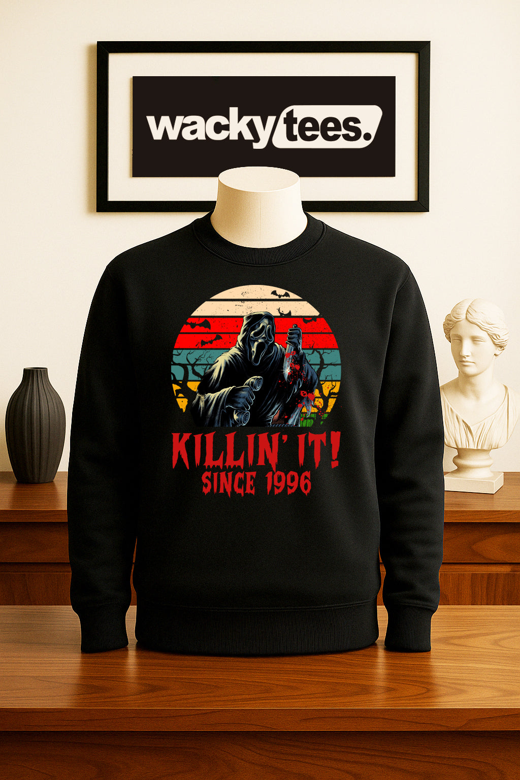 Killin It Since 96 Scream Ghostface Horror Terror Halloween Graphic Tee Shirt