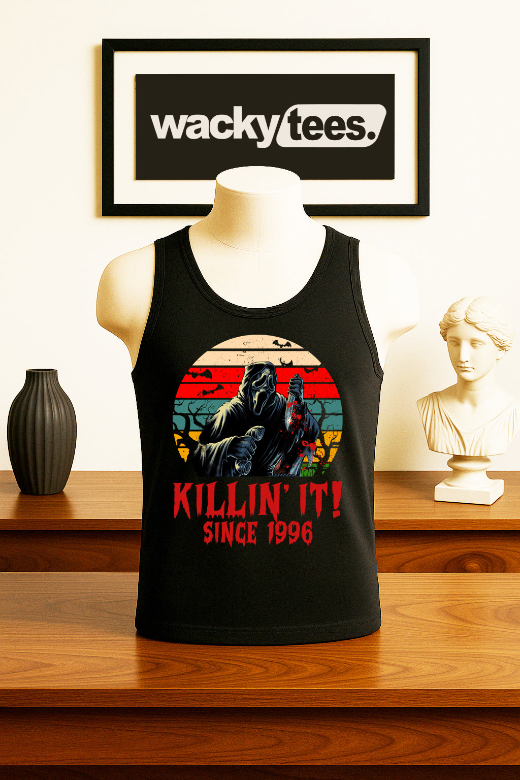 Killin It Since 96 Scream Ghostface Horror Terror Halloween Graphic Tee Shirt