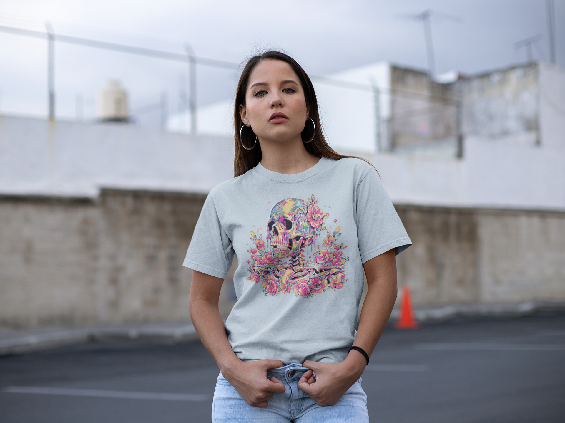Painted Colorful Skull Graphic Tee - Blackthorn 31